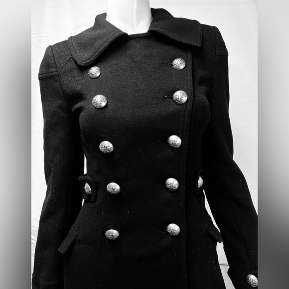 Anthropologie Millard Fillmore XS Double Breasted Wool/Cashmere Military Coat - Picture 5 of 8